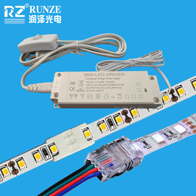 LED橱柜电源+灯带免焊接端子